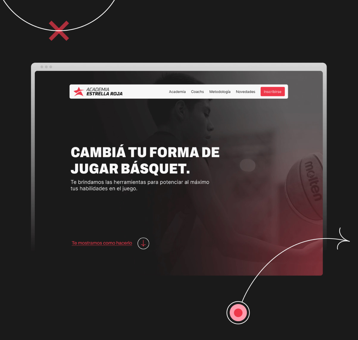 Pantalla de inicio del sitio web de la academia